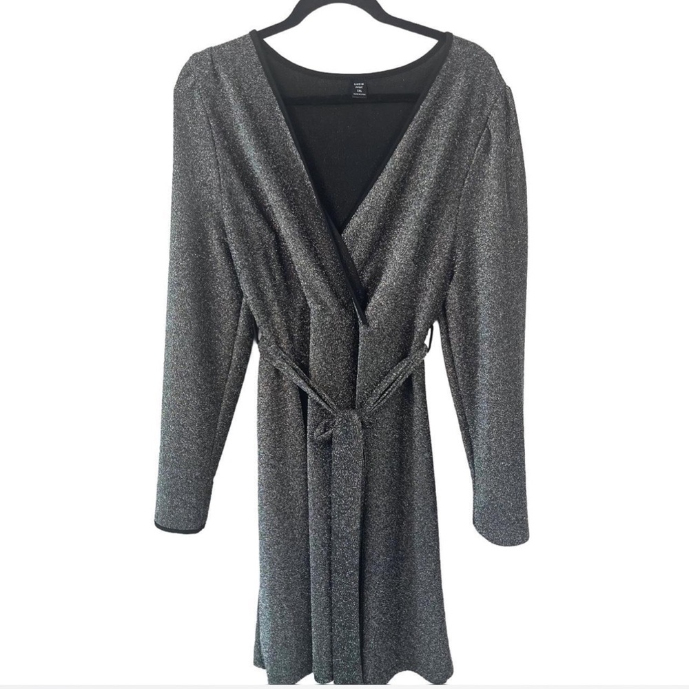 SHEIN Glittery Gray Wrap Dress